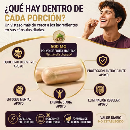 Cápsulas de Haritaki Apoyo al Equilibrio Digestivo y a la Salud Intestinal.