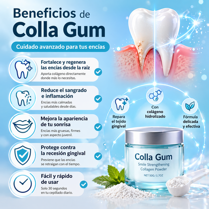 Polvo Dental de Colágeno para Blanquear los Dientes,